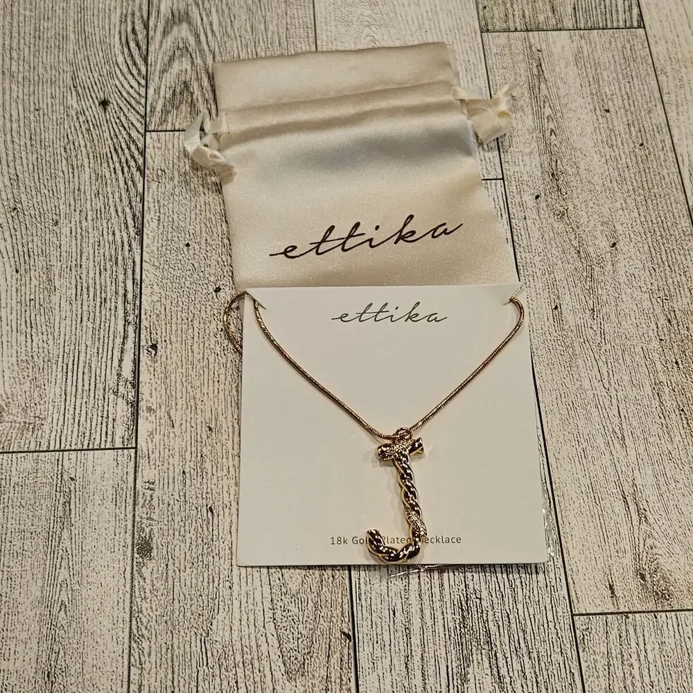 Ettika Women's 18K Gold-plated & Cubic Zirconia Initial J Pendant Necklace - Picture 2 of 6